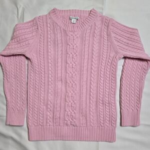 AMAZON Pink crew neck knit sweater, winter sweater, light pink cable knit sweate